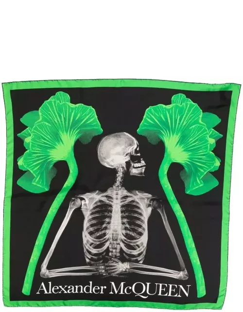 Alexander McQueen Logo Skeleton Printed Scarf