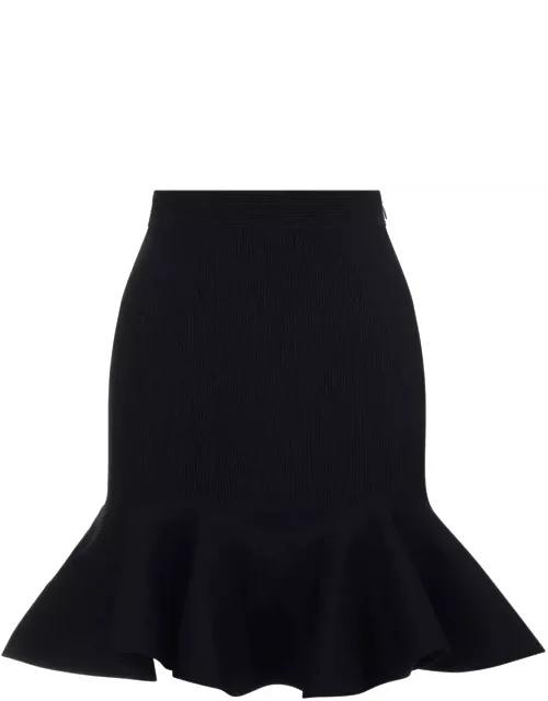 Alexander McQueen Black Short Skirt With Peplum He