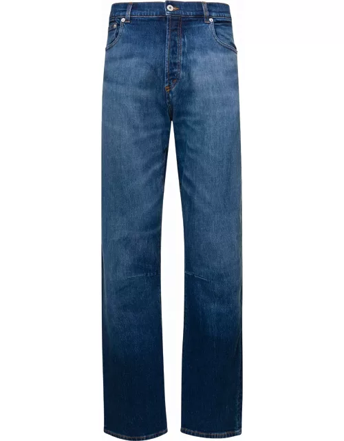HERON PRESTON Denim Straight Leg Jeans With Logo Patch