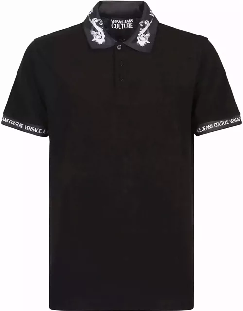 Versace Jeans Couture Watercolor Collar Short Sleeve Polo Shirt