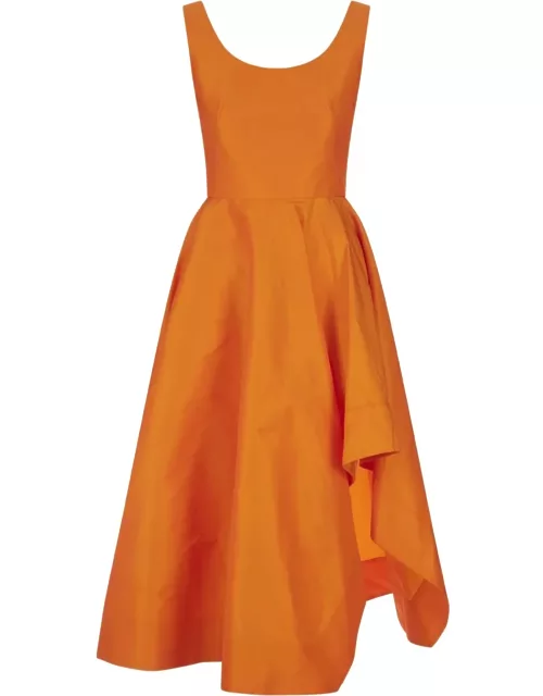 Alexander McQueen Asymmetrical And Draped Dress In Orange