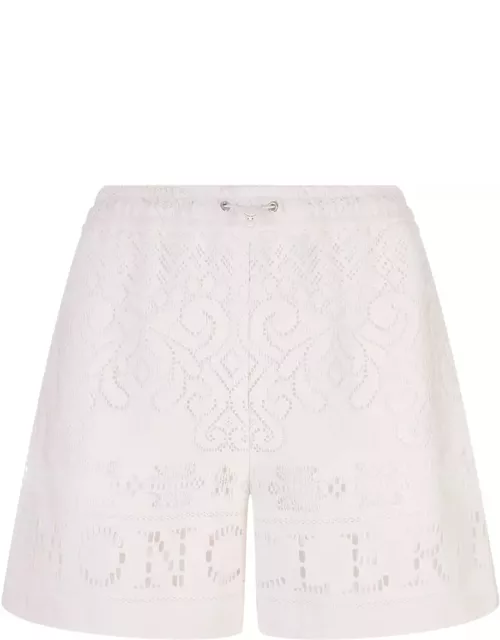 Moncler Cream Shorts With Cut-out Embroidery