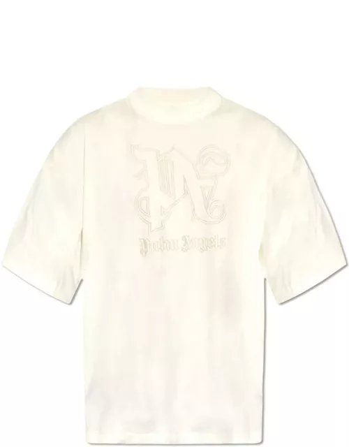 Palm Angels Monogram Embroidered Crewneck T-shirt