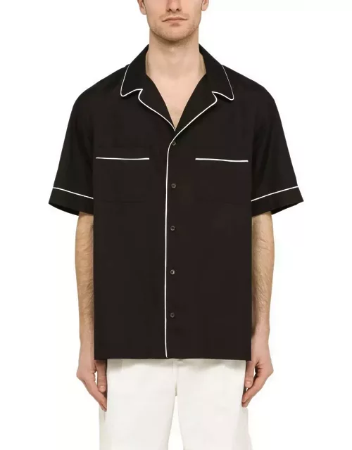 Valentino Black Silk Bowling Shirt