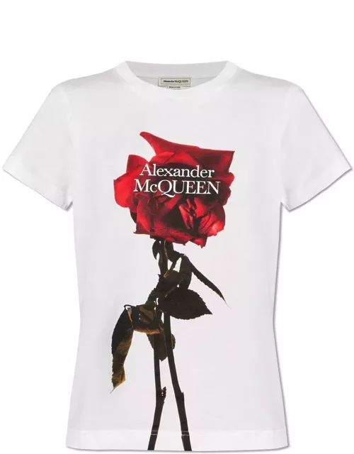 Alexander McQueen Shadow Rose Crewneck Fitted T-shirt