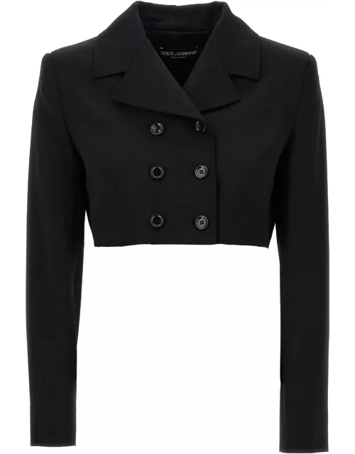 Dolce & Gabbana Double-breasted Cropped Stretch Wool Blazer