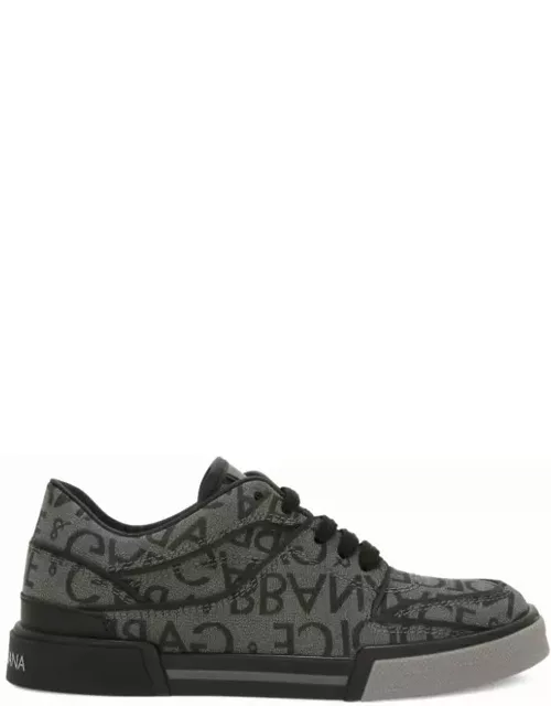 Dolce & Gabbana Grey New Roma Sneakers In Calf Leather