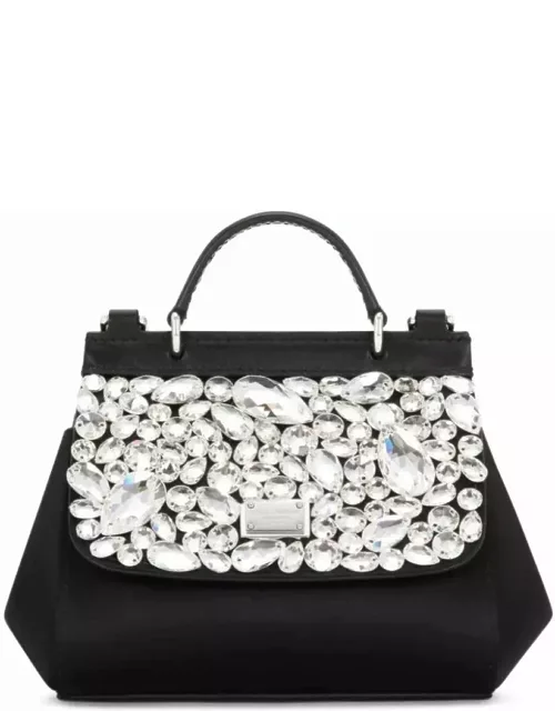 Dolce & Gabbana Black Mini Sicily Bag With Jewel Flap