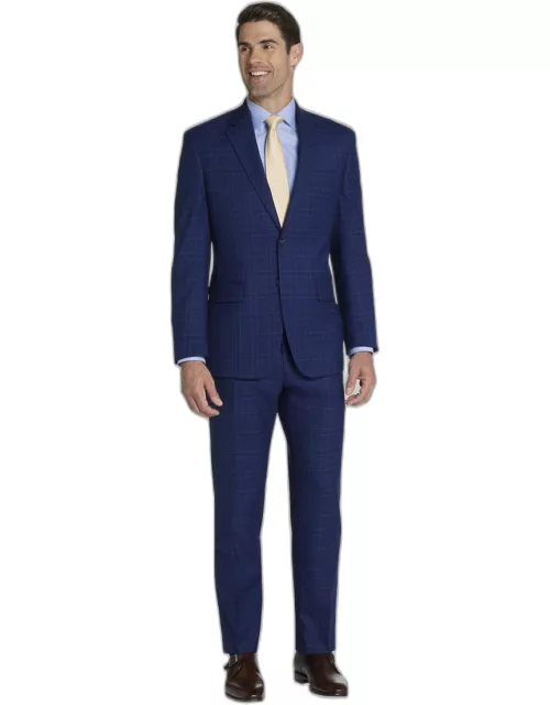 JoS. A. Bank Big & Tall Men's Tailored Fit Plaid Suit , Blue, 48 Regular