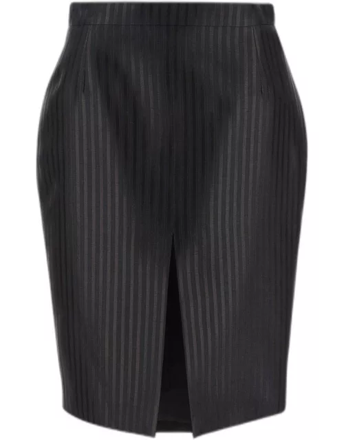 Saint Laurent Wool And Silk Skirt With Striped Pattern