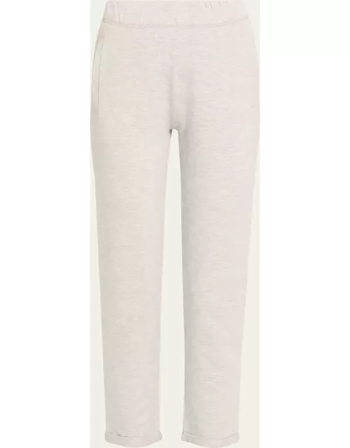 French Terry Straight Cropped Elastic Pull-On Pant