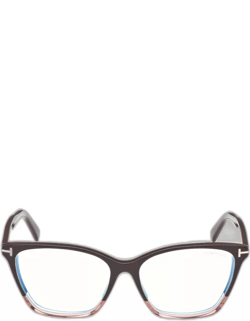 Blue Blocking Two-Tone Acetate Cat-Eye Glasse
