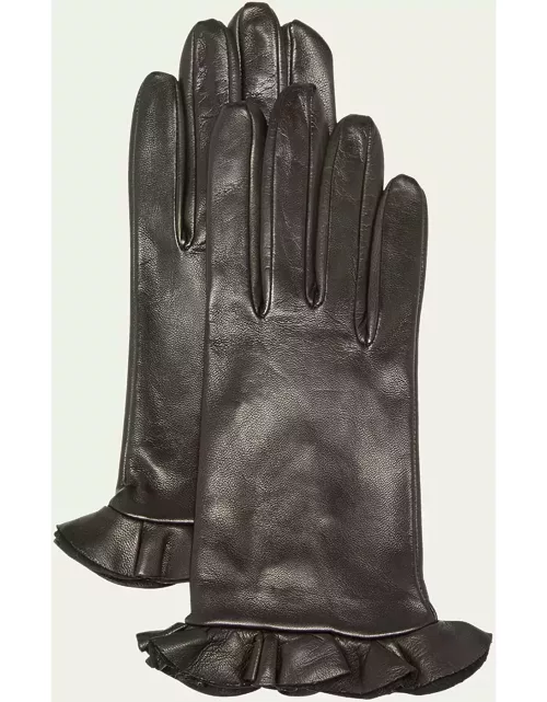 Danielle Ruffled Leather Glove
