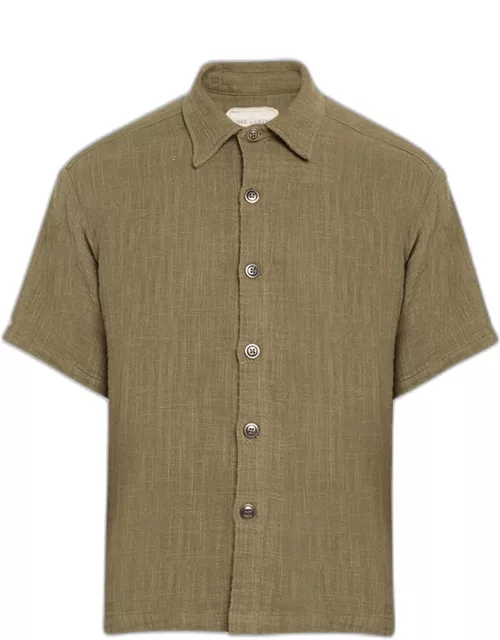 Men's Linen Button-Down Shirt