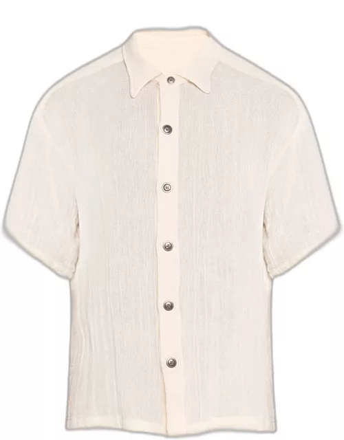 Men's Gauze Short-Sleeve Button-Front Shirt