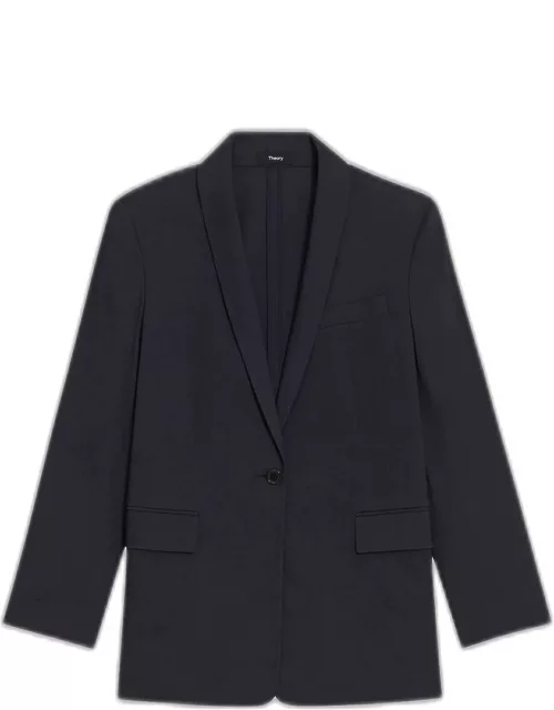 Rolled-Sleeve Shawl Collar Jacket