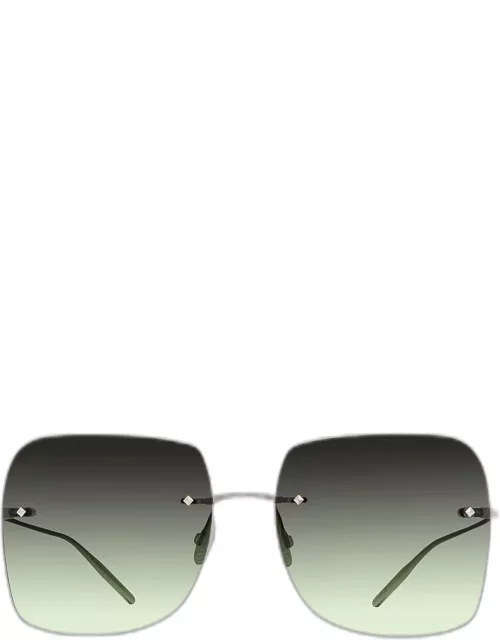 Sharona Rimless Silver Titanium Square Sunglasse