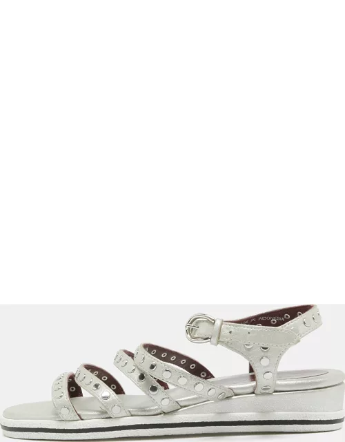 Marc by Marc Jacobs Silver Texture Suede Slingback Sandal