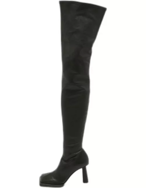 Jacquemus Black Leather Over The Knee Boot