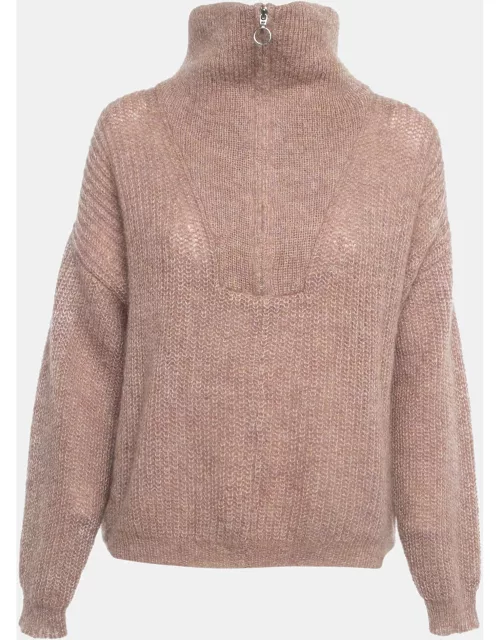 Isabel Marant Etoile Pink Mohair Rib Knit Loose Fitted Sweater