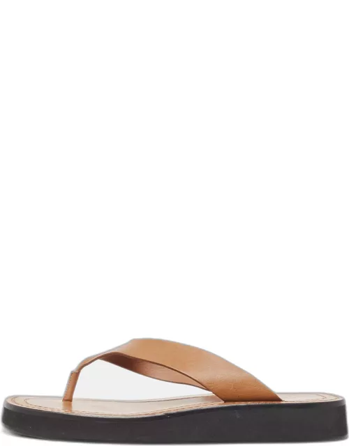 The Row Brown Leather Ginza Thong Sandal