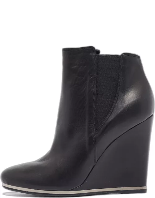Le Silla Black Leather Wedge Ankle Boot