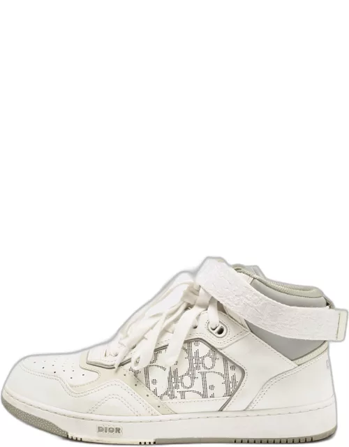 Dior White/Grey Leather B27 High Top Sneaker