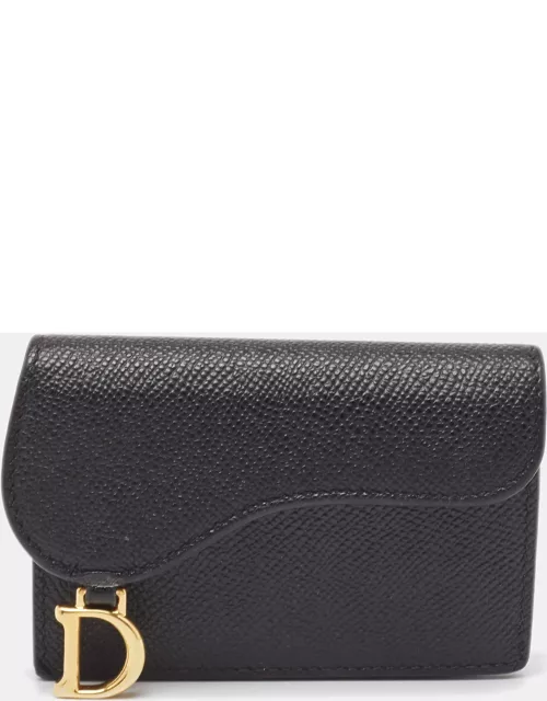 Dior Black Leather Saddle Flap Card Case