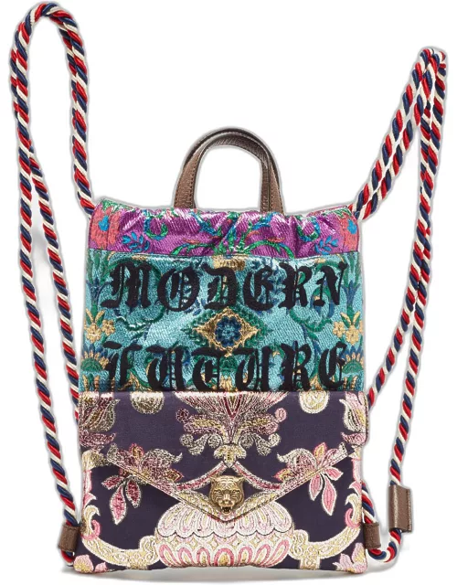 Gucci Multicolor Brocade Fabric Modern Future Drawstring Backpack