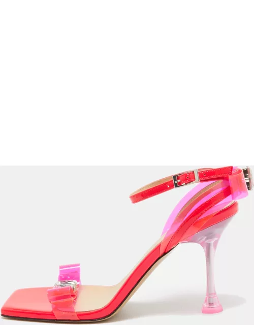 Mach & Mach Neon Pink PVC and Patent Leather French Bow Sandal