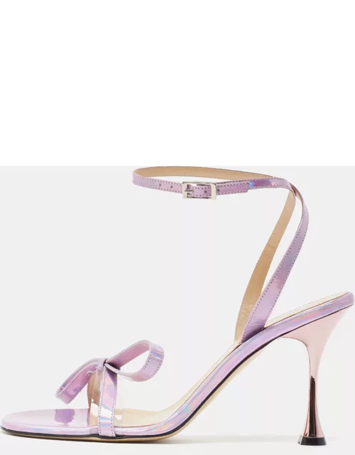 Mach & Mach Purple Iridescent Leather French Bow Sandal