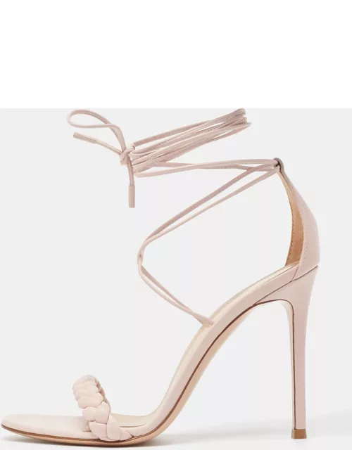 Gianvito Rossi Pink Braided Leather Leomi Sandal