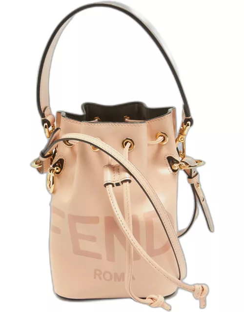 Fendi Peach Leather Mini Mon Tresor Drawstring Bucket Bag