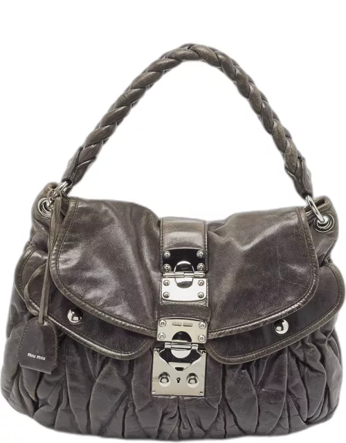 Miu Miu Grey Matelassé Leather Coffer Bag