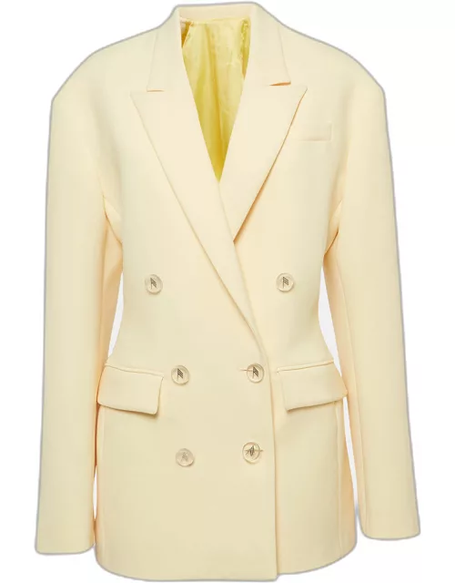 The Attico Pastel Yellow Stretch Knit Double Breasted April Blazer