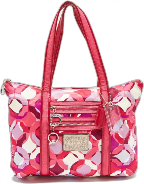Coach Pink Signature Satin and Patent Leather Tote