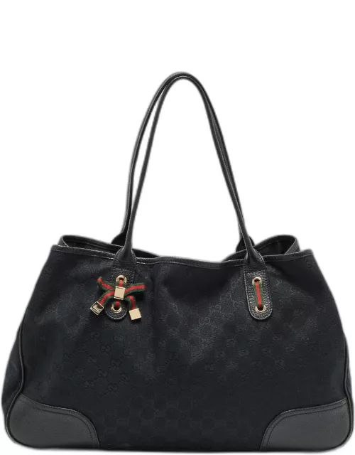 Gucci Black GG Canvas and Leather Large Princy Tote
