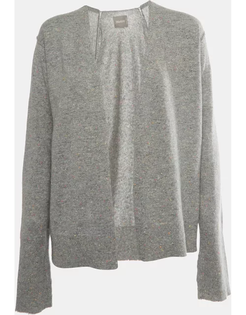 Zadig & Voltaire Grey Patterned Cashmere Open Front Cardigan