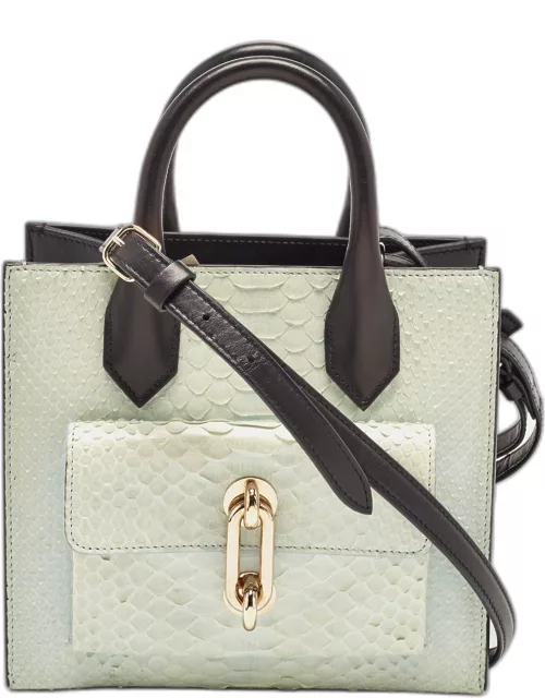 Balenciaga Mint Green/Black Python and Leather Mini Maillon All Afternoon Tote