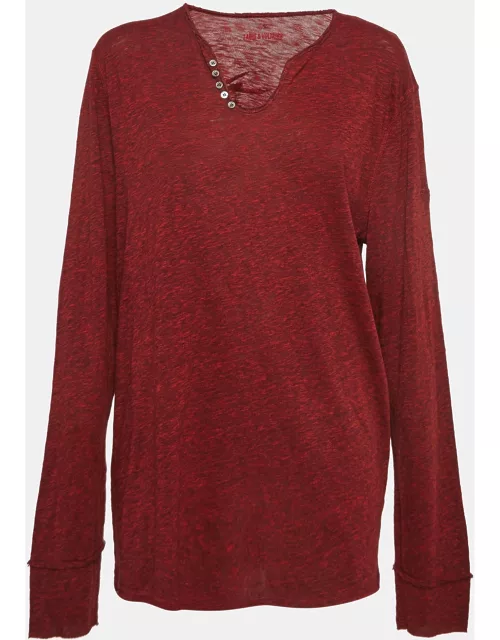 Zadig & Voltaire Red Cotton Blend Long Sleeve T-Shirt