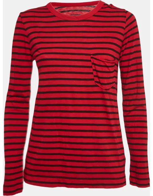 Zadig & Voltaire Red Striped Cotton Long Sleeve T-Shirt