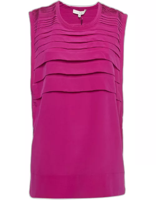 IRO Pink Silk Pleated Sleeveless Tunic Top
