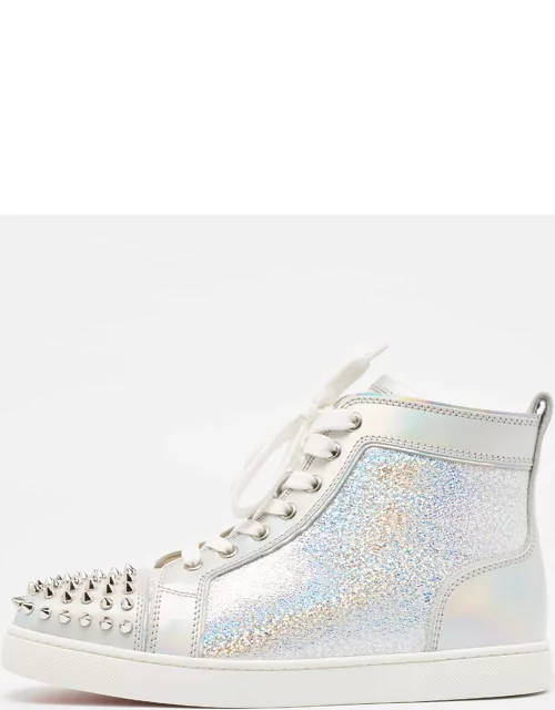 Christian Louboutin Metallic Leather and Glitter Suede Lou Spikes Sneaker