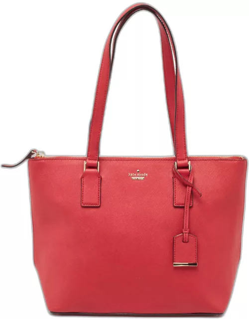Kate Spade Red Saffiano Leather Small Lucie Tote