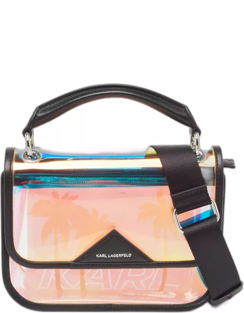 Karl Lagerfeld Black/Iridescent PVC and Leather Kalifornia 2 in 1 Bag