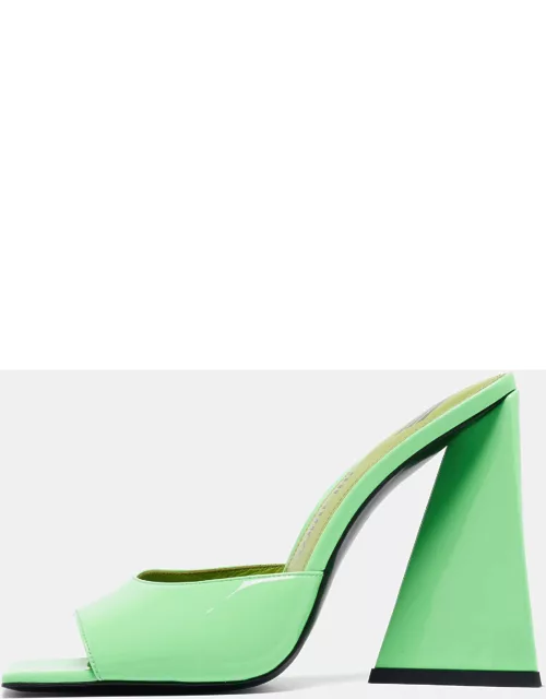 The Attico Neon Green Patent Devon Open Toe Slide Sandal