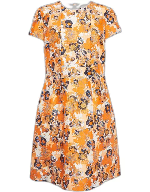Boss By Hugo Boss Orange Floral Print Silk Mini Dress