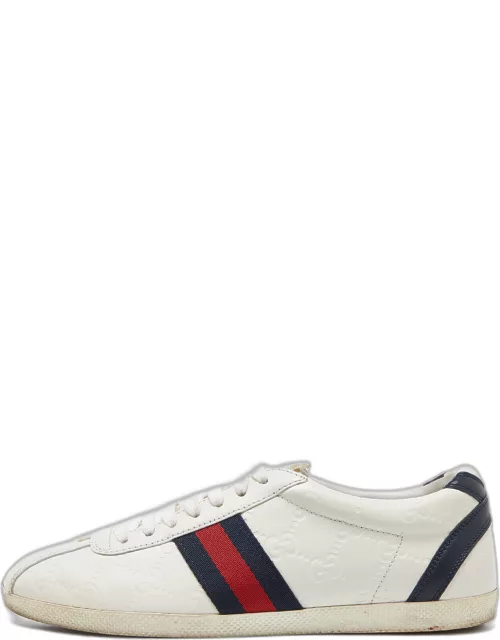 Gucci Off White Guccissima Leather Web Detail Lace Up Sneaker