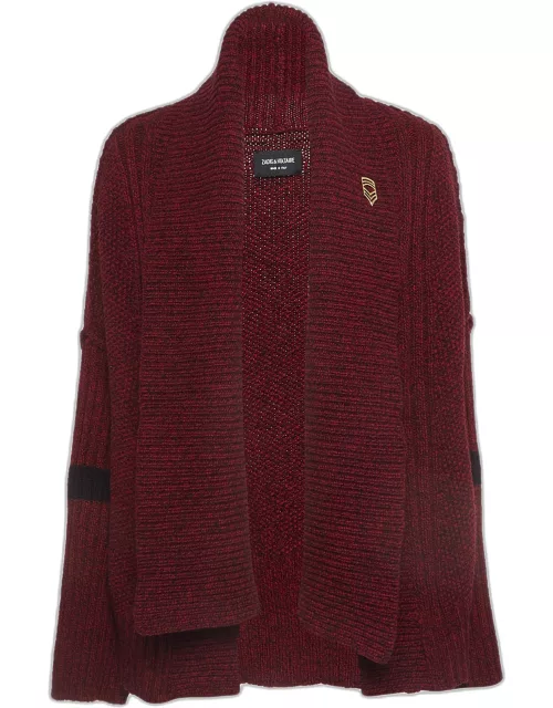 Zadig & Voltaire Burgundy Wool Knit Open Front Cardigan M/