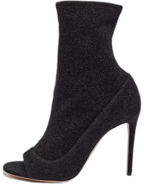 Aquazzura Black Lurex Fabric Eclair Ankle Boot